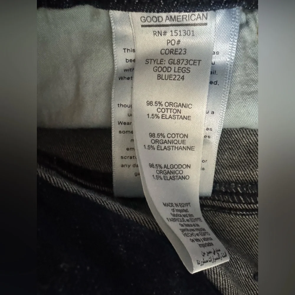 NWT Good American Good Legs Jeans dark Blue size‎ 26 2 28” inseam
